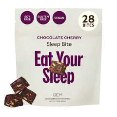 GEM Sleep Aid packaging displays melatonin-free bites for calm evenings.