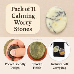 GEMSCITE worry stones close-up crystal texture for tactile meditation.