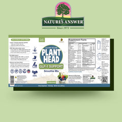 Plant Head GLP-1 label close-up highlighting vegan and gluten-free features.