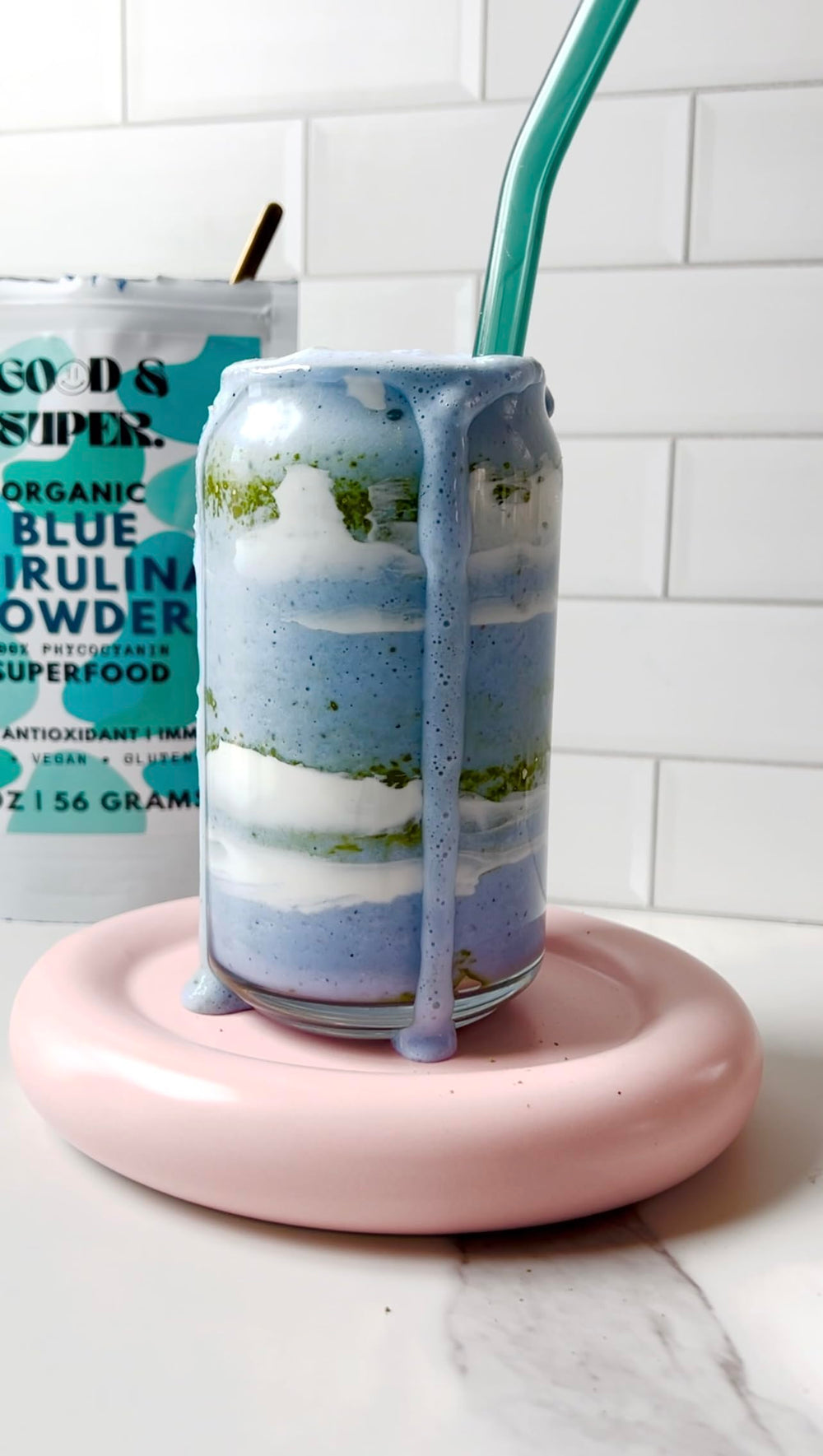 Generic blue spirulina powder for vegan recipes and smoothies.