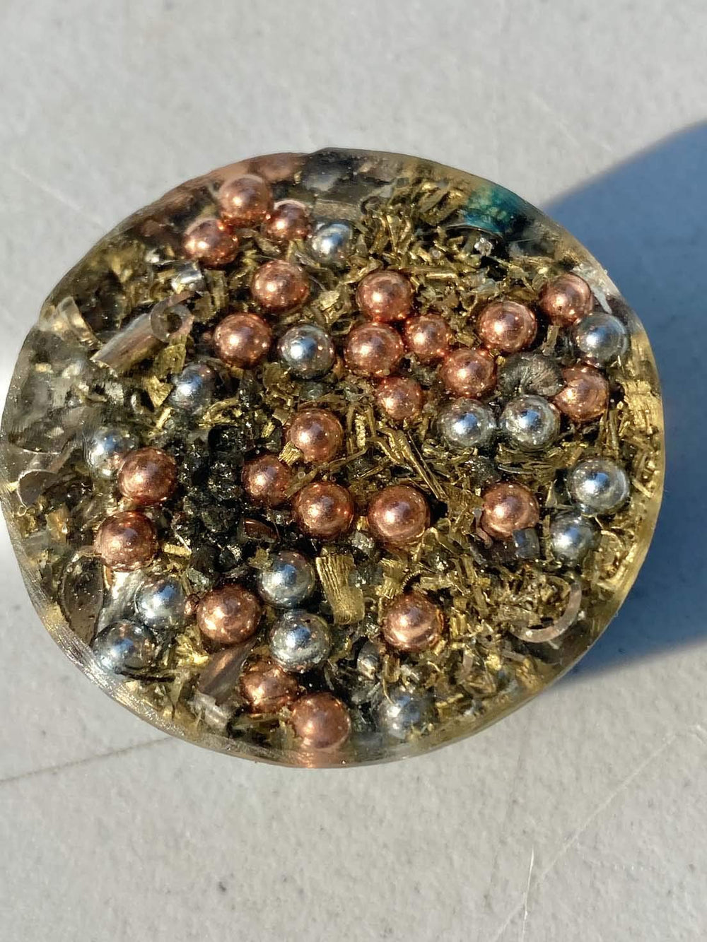 Generic Blue Topaz orgonite visual 2 showing calm workspace potential