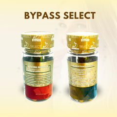Generic Bypass Select label close-up highlighting herbal ingredients.
