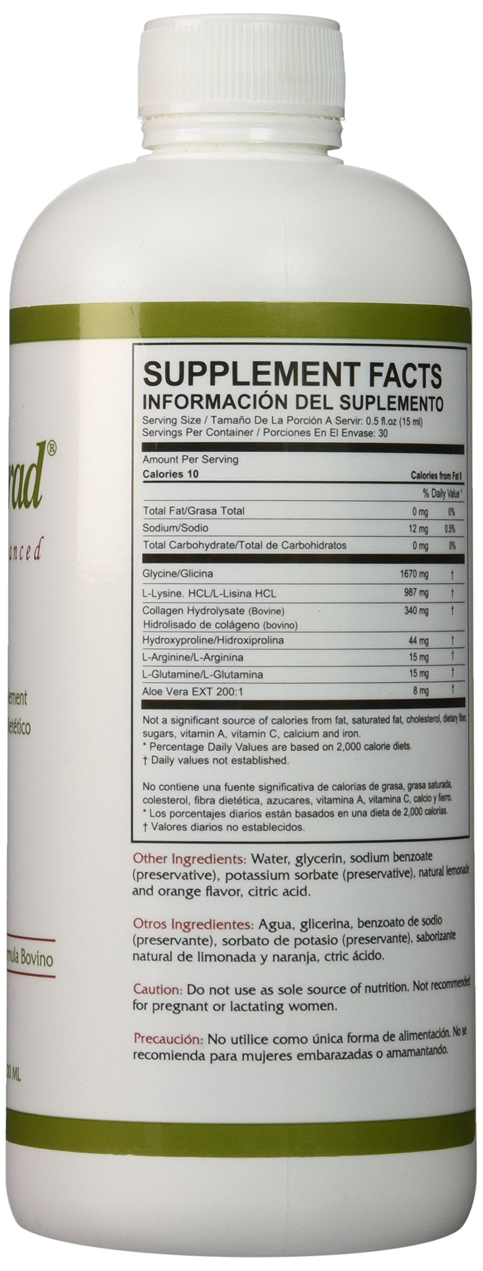 Generic Calorad Advanced label close-up emphasizing bio-available collagen for tissue support.