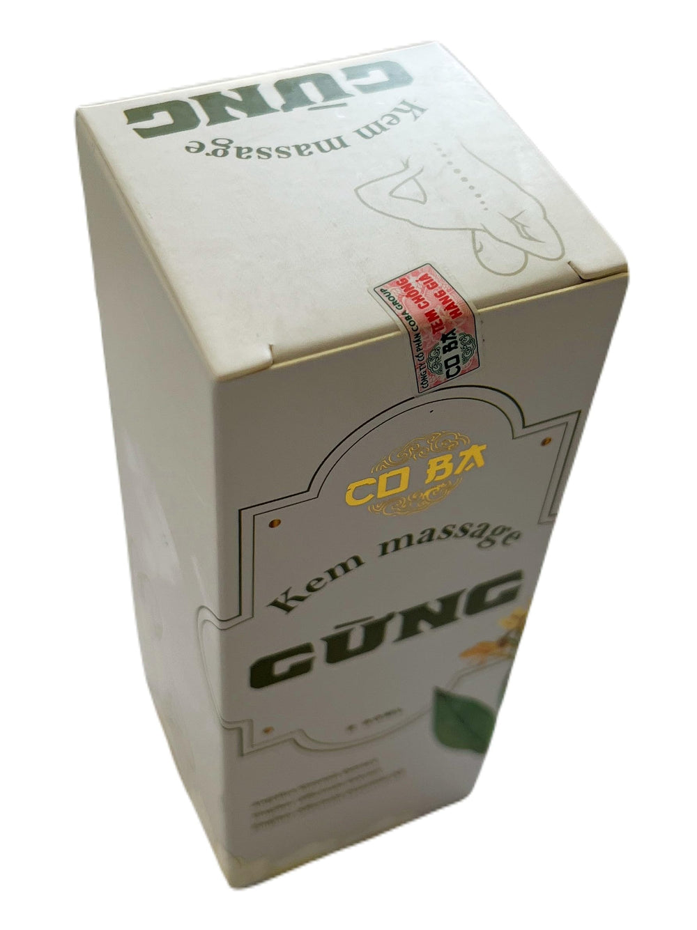 Generic CO BA Ginger Massage Cream Made in Vietnam label visible.