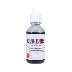 Generic Dental Duo-Tone Disclosing Solution bottle shows dual-color plaque indicator