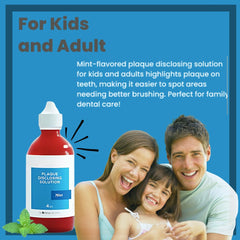 Generic disclosing solution application on teeth with cotton swab for precise staining.