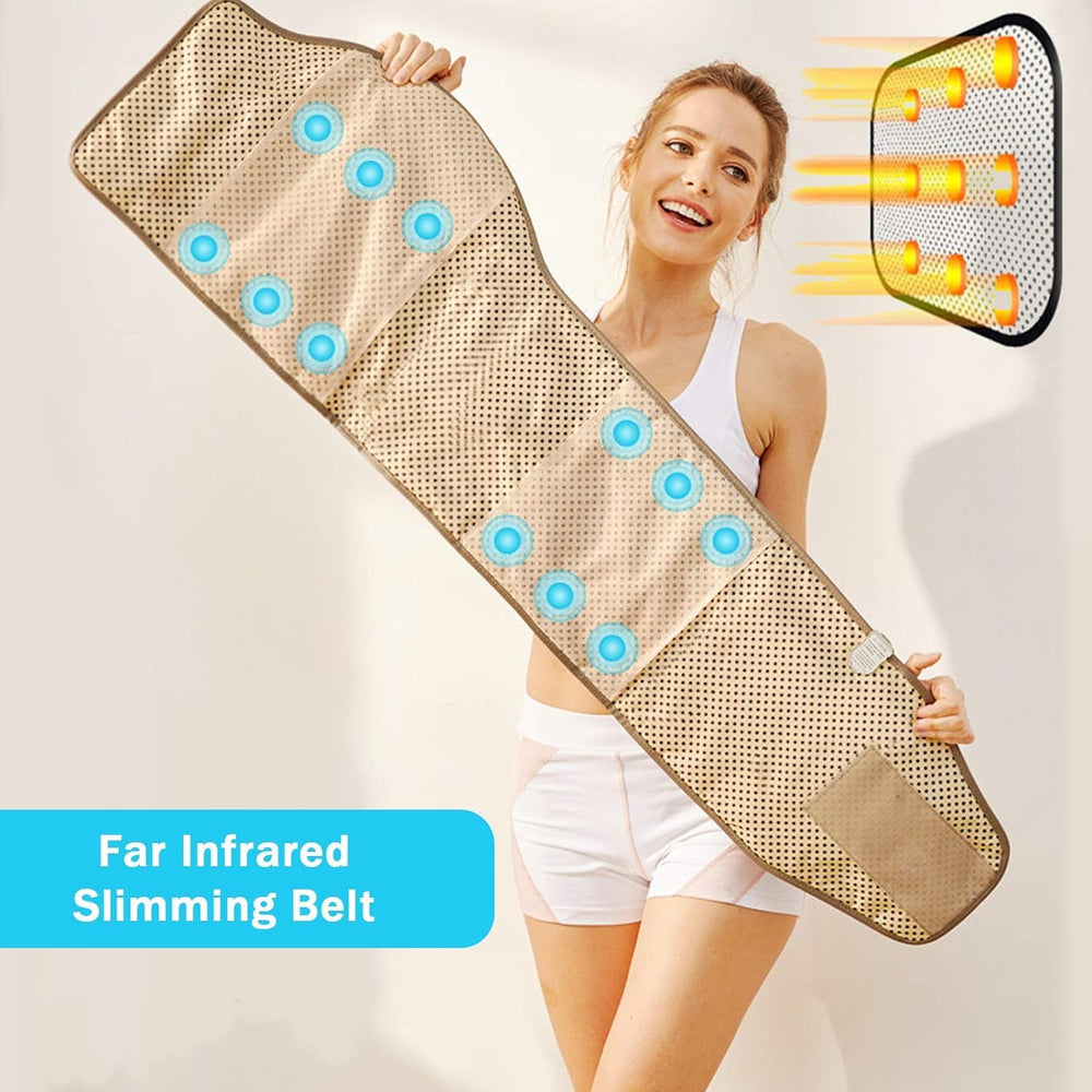 Generic electric slimming belt package-content image with host, adapter, and manual.