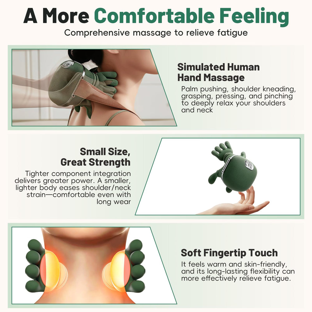 Generic ergonomic neck-shoulder massager fitting natural neck curves.