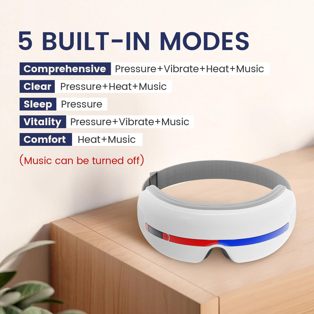 Generic eye massager with heat, auto shut-off after 15 minutes.