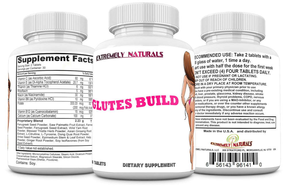 Generic Glutes Build label shows USA-made quality you can trust.