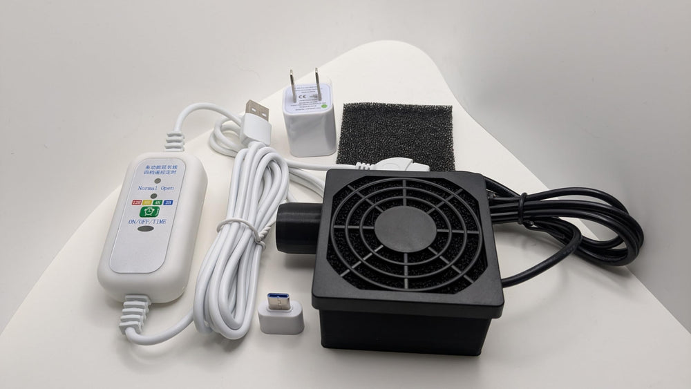 Generic hose dryer front view shows quiet USB powered operation