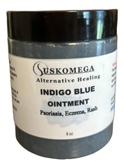 Generic Indigo Blue Ointment 8oz front label highlights natural ingredients for soothing skin