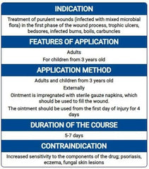 Levomekol ointment applied to a wound for initial care.