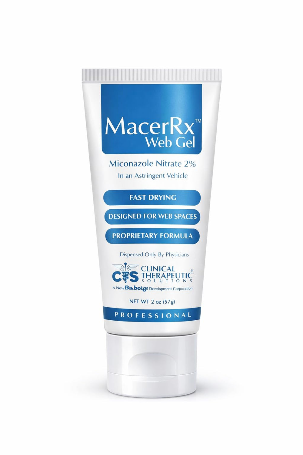Generic Macer Web Gel between toes for dry, comfortable toe web spaces.