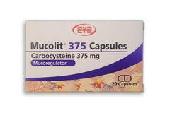 Generic Mucolit 375 capsules bottle for convenient daily use.