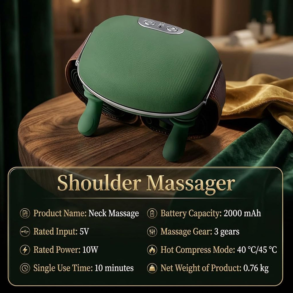 Generic neck massager with adjustable straps ensures secure fit.