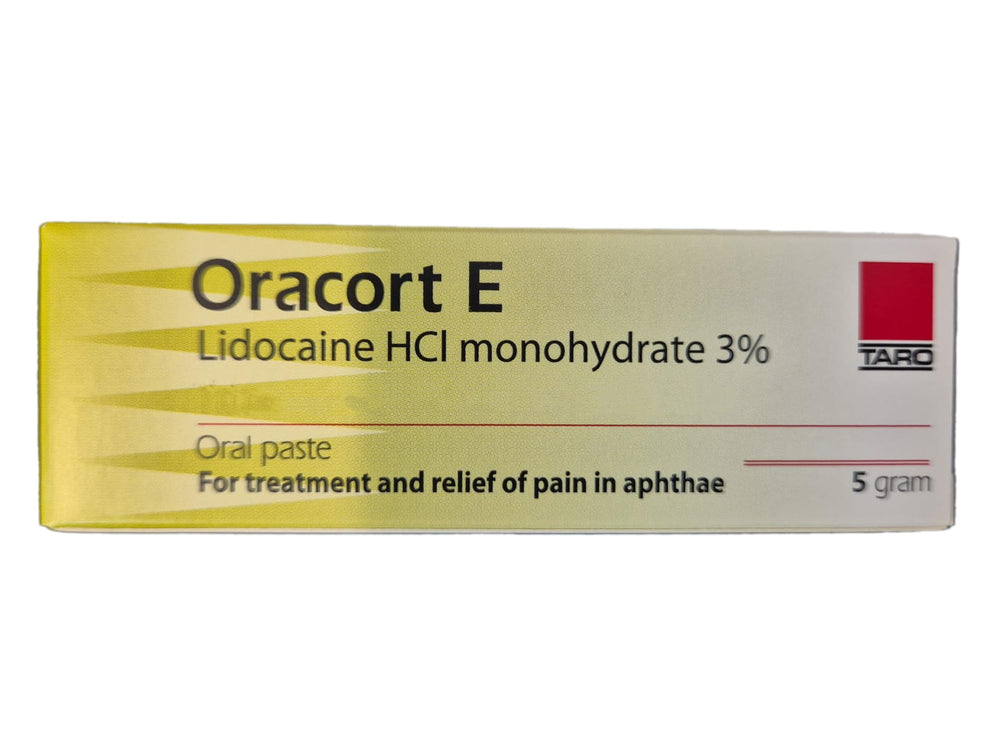 Generic Oral Comfort Paste jar showing 5g tube and soothing formula for minor mouth irritation