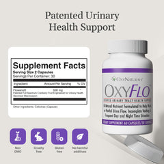 Generic OxyFlo pills-closeup reveals natural cranberry-based formula for bladder health.