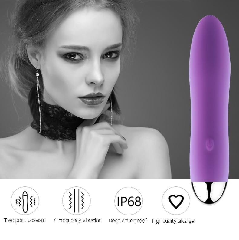 Generic portable handheld massage tool purple side view highlighting slim profile