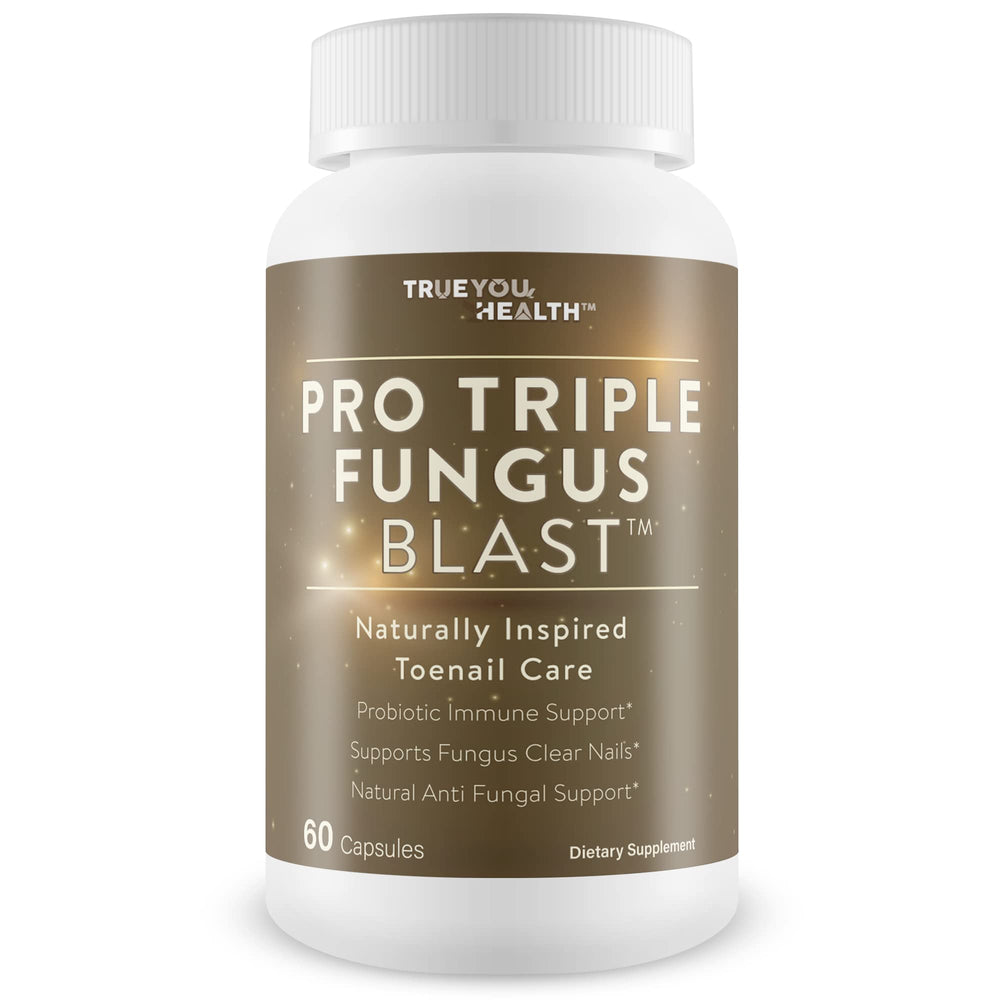 Generic Pro Triple Fungus Blast bottle front shows probiotic support for healthy nails and feet.