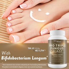 Generic Pro Triple Fungus Blast foot-care setup with bottle beside a clean towel.