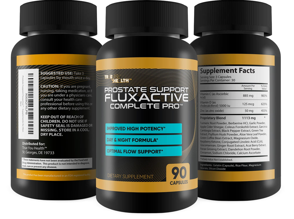 Close-up of Panax Ginseng note on Fluxactive Complete Pro bottle