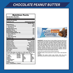 Generic Pure Protein Bars Chocolate Peanut Butter close-up showcases creamy peanut butter and protein.