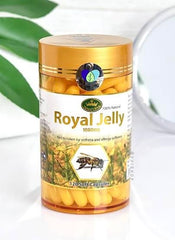 Generic Royal Jelly 1000mg bottle showing dosage and quality seal for daily use.