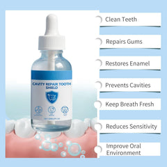 Generic Tooth Armor Liquid close-up shows formula for enamel repair.