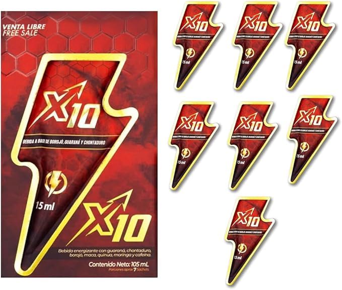 Generic X10 guarana sachet supports focus during busy days.