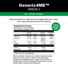 Generic4ME AREDS2 softgels packaged box for four-month supply.