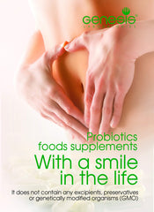 Product packaging on shelf highlighting vegan, shelf-stable probiotic benefits