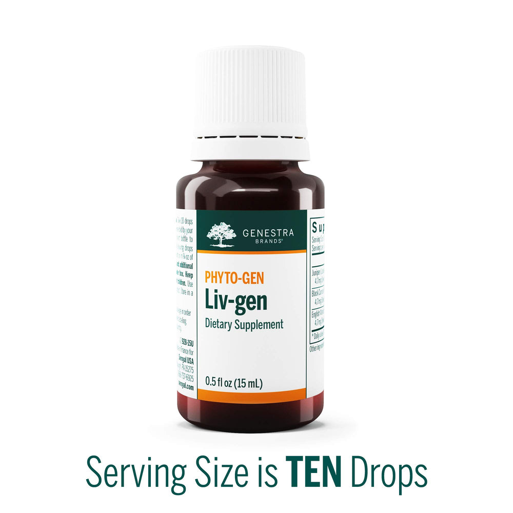 Genestra Brands Liv-gen english walnut bottle: possible immune health support against environmental factors.