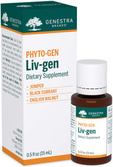Genestra Brands Liv-gen juniper bottle: potential emunctories support for daily wellness.