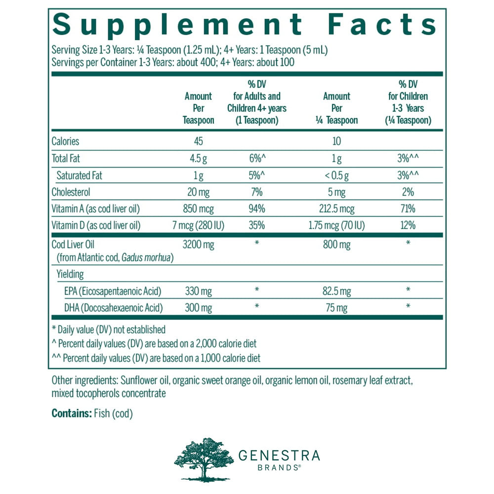 Genestra Cod Liver Oil Forte pour enables convenient daily omega-3 intake.