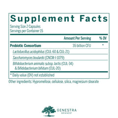Genestra HMF Travel packaging showing shelf-stable formula for on-the-go use.