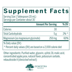 Genestra Magnesium Glycinate Liquid label conveys trust for professional-grade wellness routines.