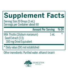 Genestra Milk Thistle Tincture dropper image demonstrates precise dosing for daily liver support.