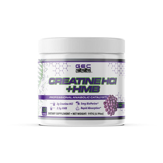 Genetic Edge Creatine HCl HMB bottle ready for intense training sessions.
