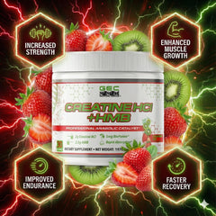 Genetic Edge Creatine HCl and HMB scoop in Blue Lemonade supports fast absorption.