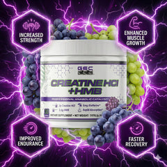 Genetic Edge scoop shows 2g creatine HCl and 2.5g HMB per serving.