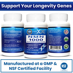 Genex Formulas NMN 1000mg bottle stored in a cool, dry place.