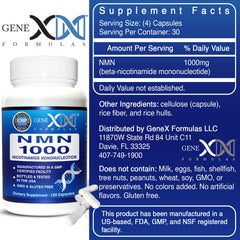Genex Formulas NMN 1000mg capsules pour demonstrates easy-to-swallow capsules.