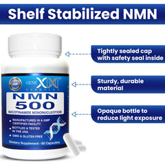 Genex Formulas NMN 500mg storage-packaging conveying durability and protection.