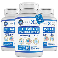 Genex Formulas TMG bottle front shows natural TMG source for daily wellness