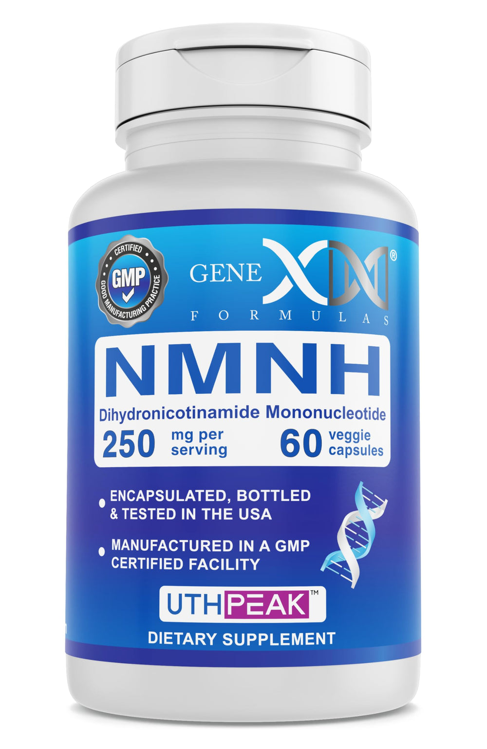 Genex NMNH bottle with 60 capsules for daily NAD+ support.