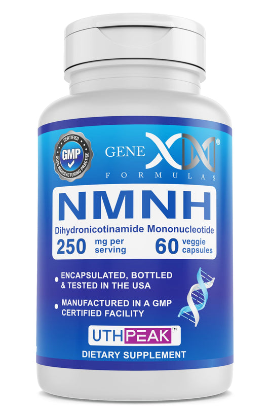 Genex NMNH bottle with 60 capsules for daily NAD+ support.
