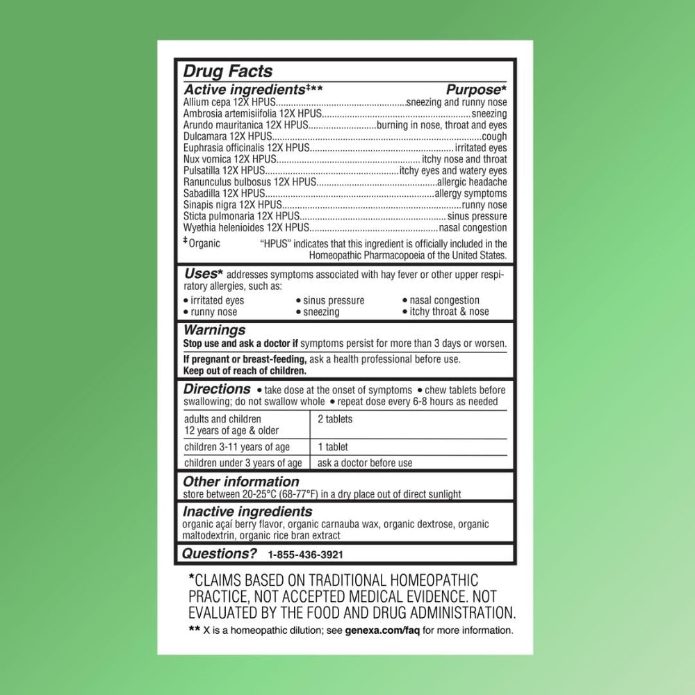 Genexa Allergy Care designed for daily use during allergy season.