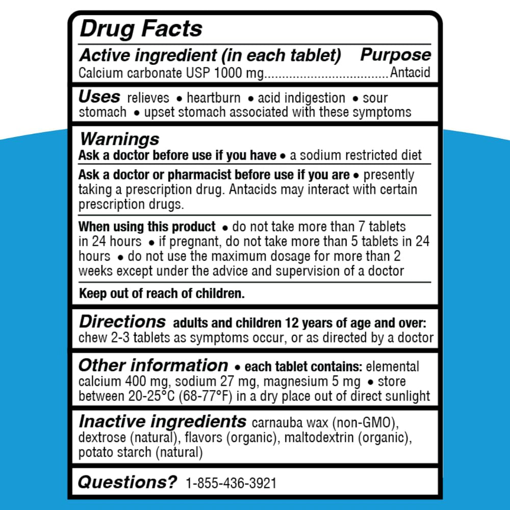 Genexa Antacid Maximum Strength packaging emphasizes clean medicine promise.