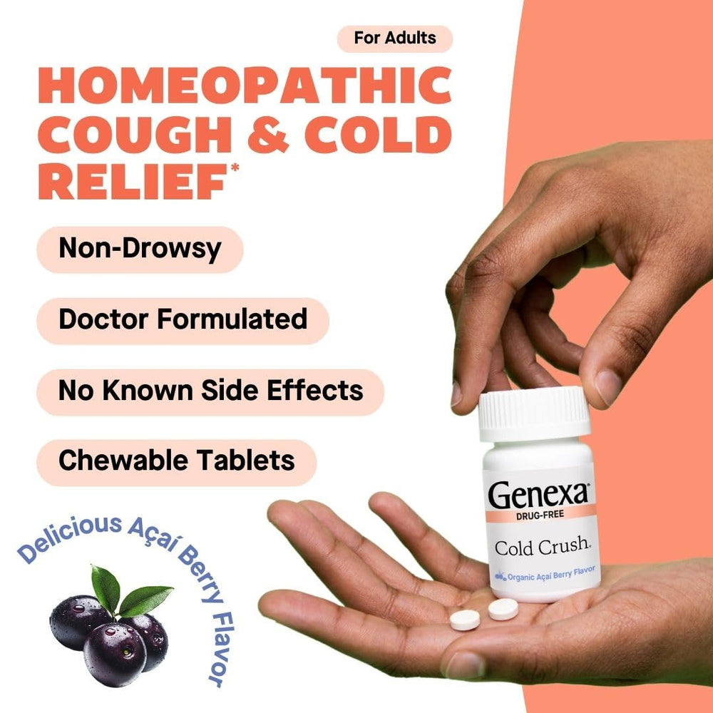 Genexa Cold Crush organic ingredients label highlights a clean formulation.
